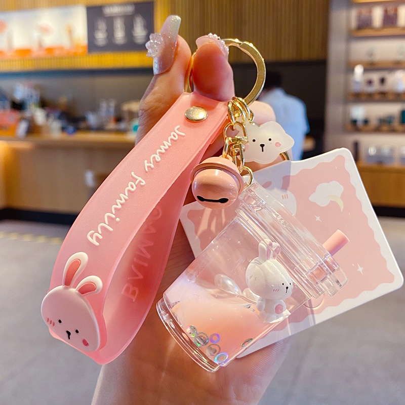 Móc Khóa Hình Ly Trà Sữa Hoạt Hình Đáng Yêu