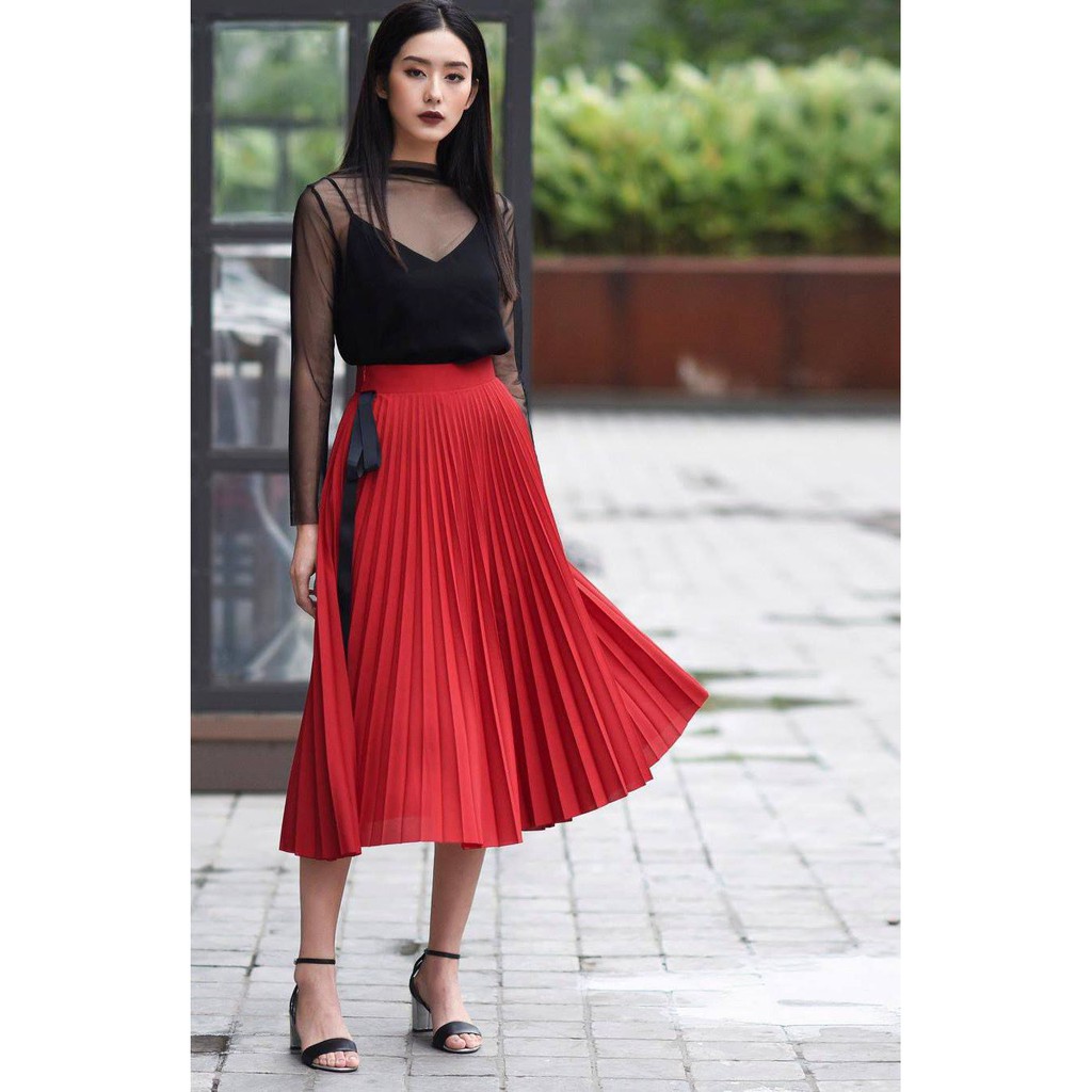 JOVEN-Chân váy dập ly đỏ | BigBuy360 - bigbuy360.vn