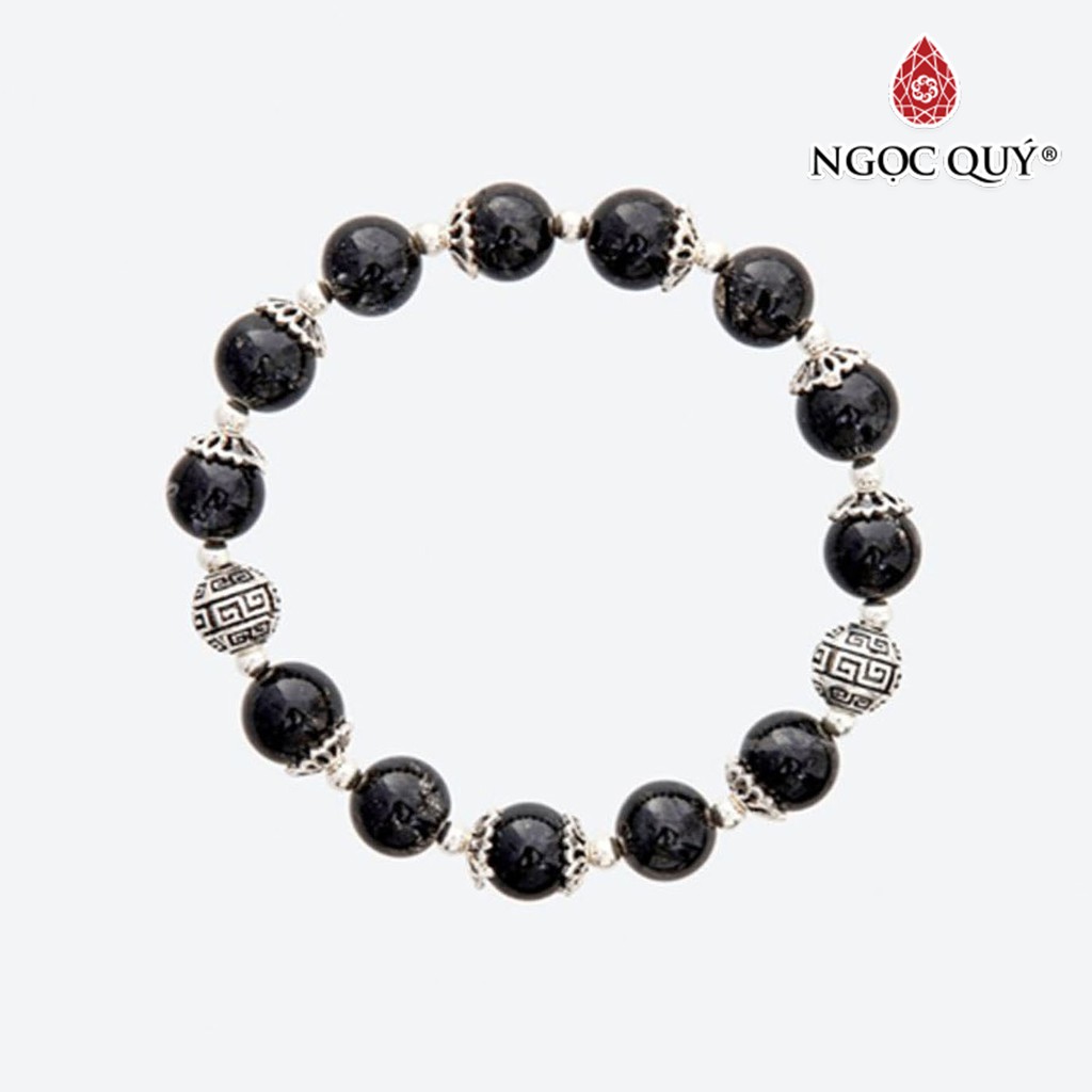 Vòng tay TA tóc đen charm bạc - Ngọc Quý