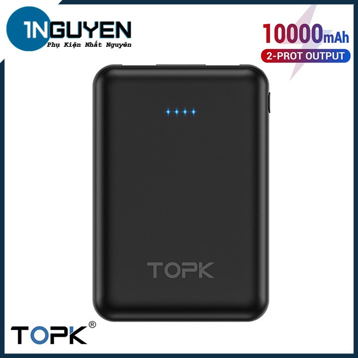 Pin Sạc Dự Phòng 10000mAh 2 Cổng USB | Power Bank 2 Port OutPut - TOPK 1004