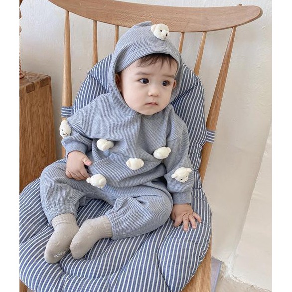 Bộ nỉ len gấu siêu yêu cho bé trai 2021