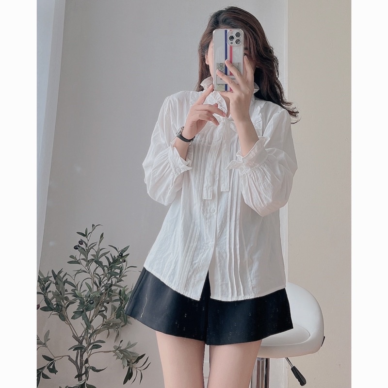 Áo sơ mi buộc nơ bèo cổ A2702