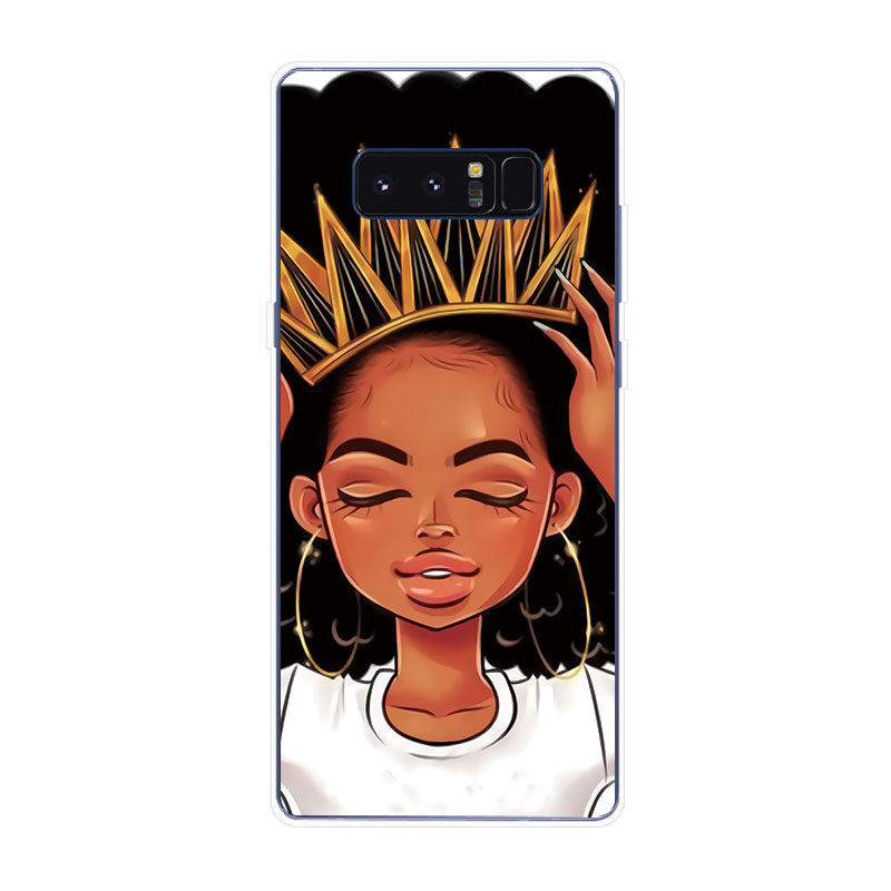 Samsung Galaxy S7 Edge S8 S8+ Plus Soft TPU Silicone Phone Case Cover Black Girl