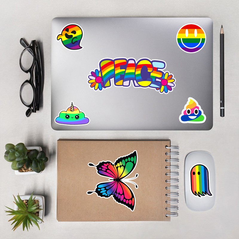 Bộ Hình Dán Nón Bảo Hiểm, Dán Laptop , Dán Điện Thoại , Tem Dán Xe Máy ... | Sticker Chủ Đề Sắc Cầu Vồng