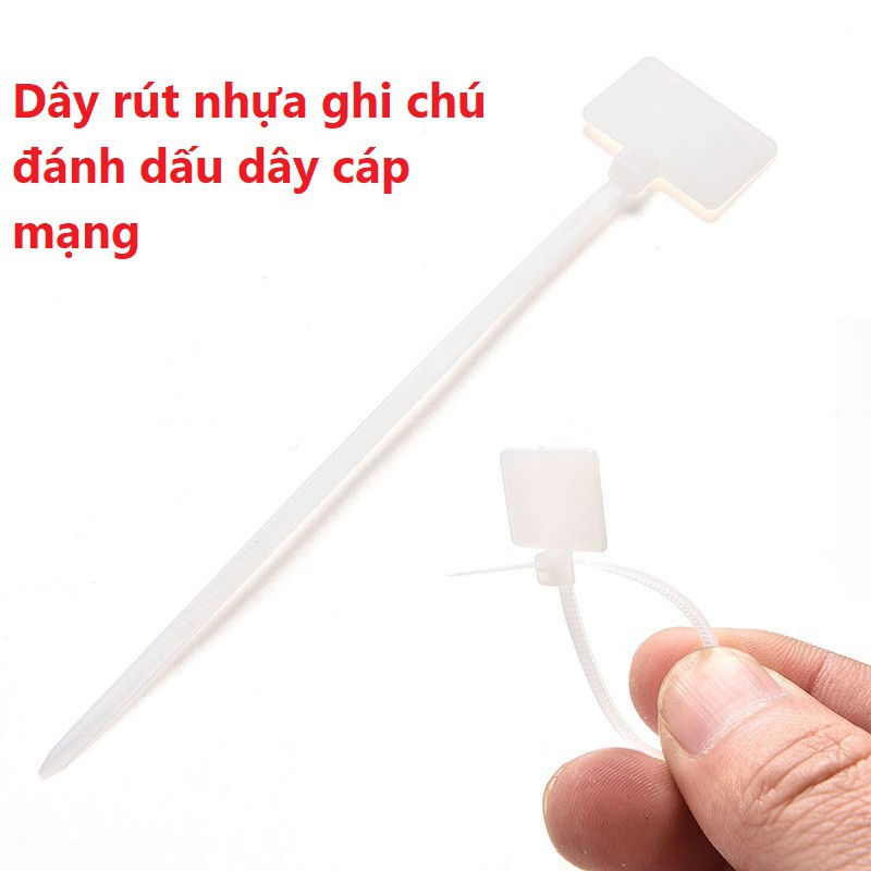 Set 100 Dây rút nhựa ghi chú dùng để đánh dấu dây cáp mạng, dây điện, có bảng nhựa ghi chú đánh dấu dây cáp tiện dụng