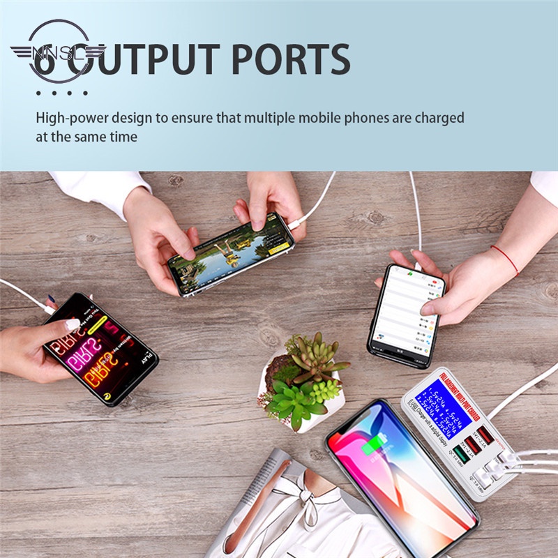 Bộ Sạc Nhanh Qc3.0 Usb 6 Cổng Màn Hình Lcd Kỹ Thuật Số Cho Điện Thoại / Máy Tính Bảng | BigBuy360 - bigbuy360.vn