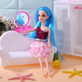 Đầu búp bê tóc dài mắt 3D chân thật
