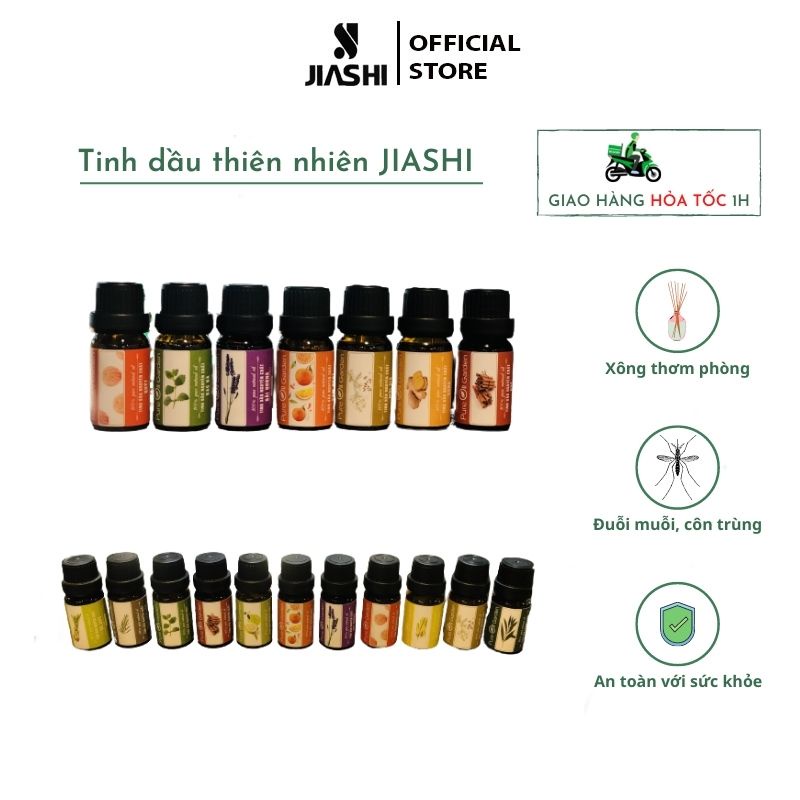 Tinh dầu thiên nhiên Jiashi xông thơm phòng, đuổi muỗi côn trùng lọ 10ml 4 mùi quế, cafe, sả chanh, lavender - XTD01