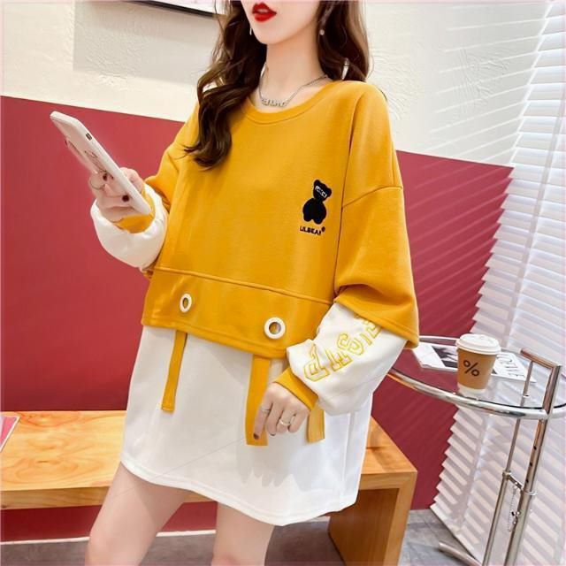 Áo sweater ZHELIHANGFEI tay dài dáng rộng thiết kế đơn giản dễ phối đồ hợp thời trang
