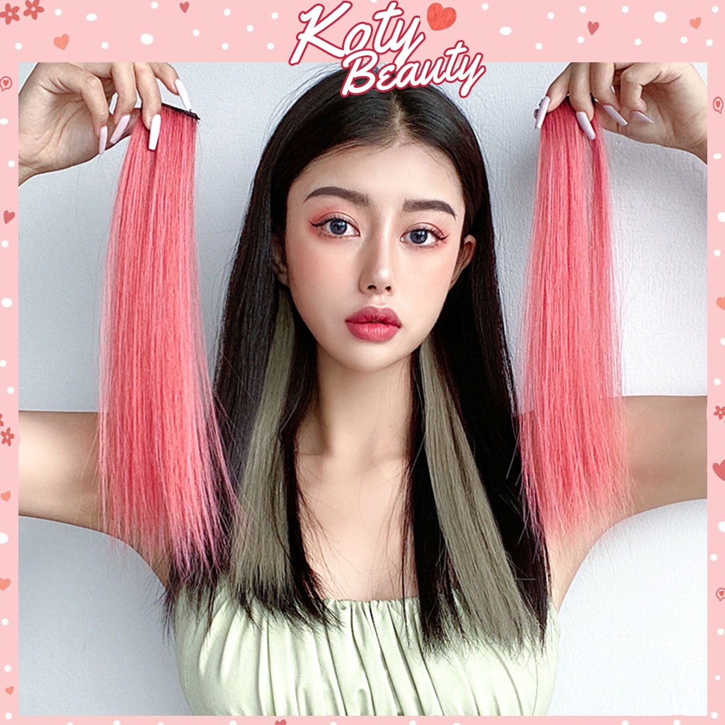 Tóc giả kẹp Highlight phong cách Hàn Quốc, tóc giả light nhiều màu cá tính cho nữ TG1