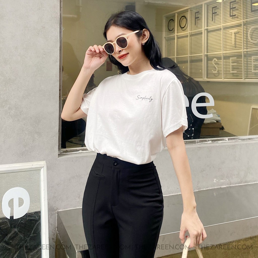 ÁO THUN BASIC IN CHỮ SIMPLICITY ZAREEN THU87 TRẮNG