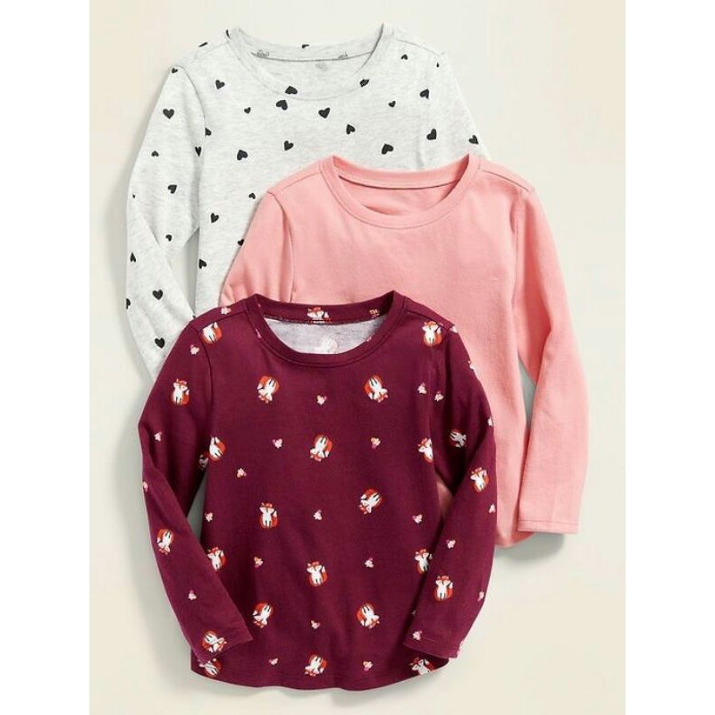 Set 3 áo cotton Oldnavy xuất dư bé gái