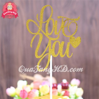 Combo 5 Topper Chữ LOVE YOU Cắm Trang Trí Bánh Kem