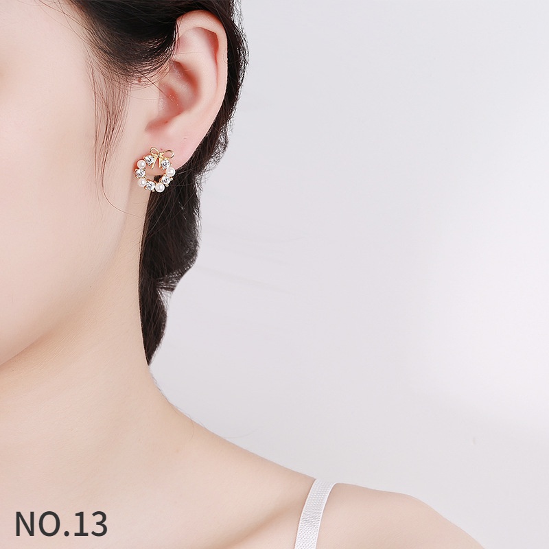 Bông Tai Bạc S925 Đính Kim Cương Trắng Sang Trọng Nhiều Màu Sắc Phong Cách Sang Trọng
