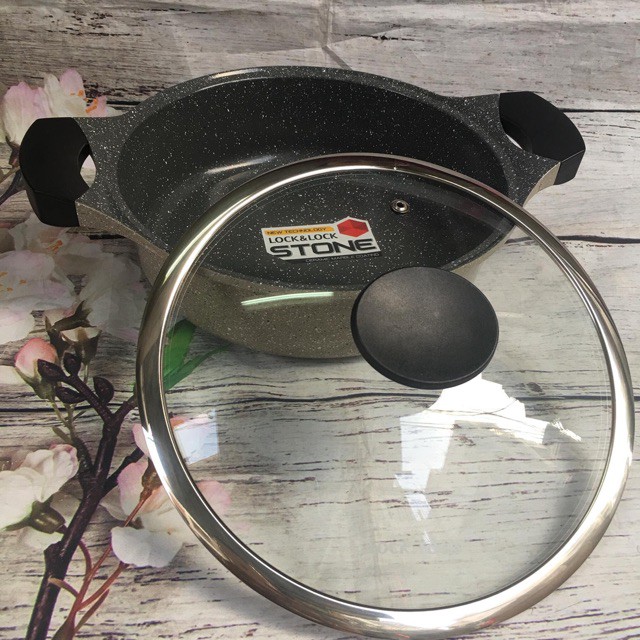 Nồi Đá 7 lớp stone phi 24cm lock&lock LCA6242D thành thấp