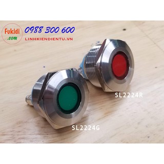 Đèn LED báo nguồn, báo tín hiệu vỏ kim loại, phi 22mm, điện áp 24V