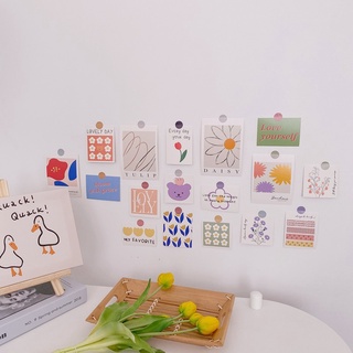 Bộ 17 thẻ, postcard, thiệp, ảnh dán tường trang trí phong cách Hàn Quốc, bìa cứng ép đẹp