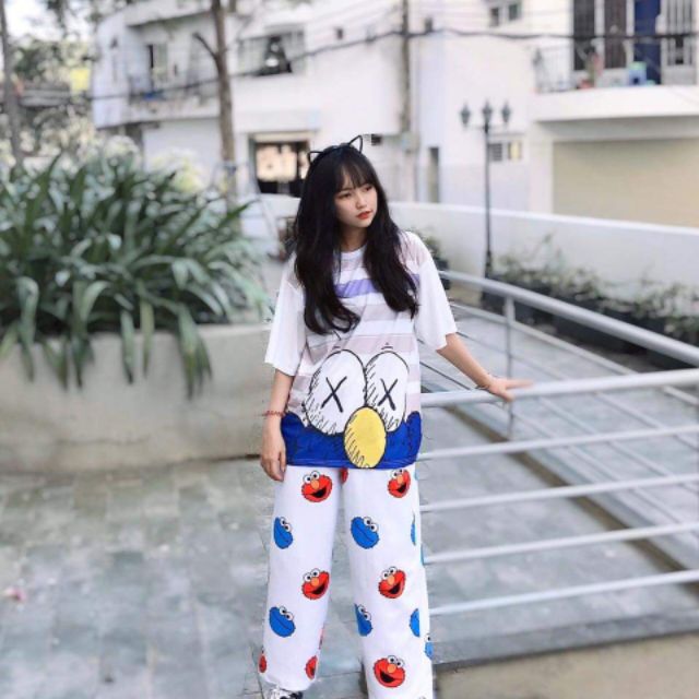 Set áo thun in 3D và quần cartoon pan, form unisex,