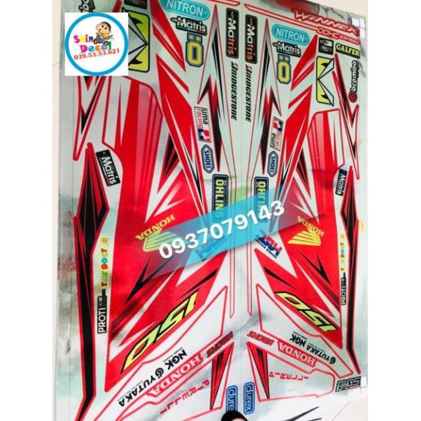 Tem rời winner zin dán xe đỏ chất liệu Crom cao cấp ko bay màu