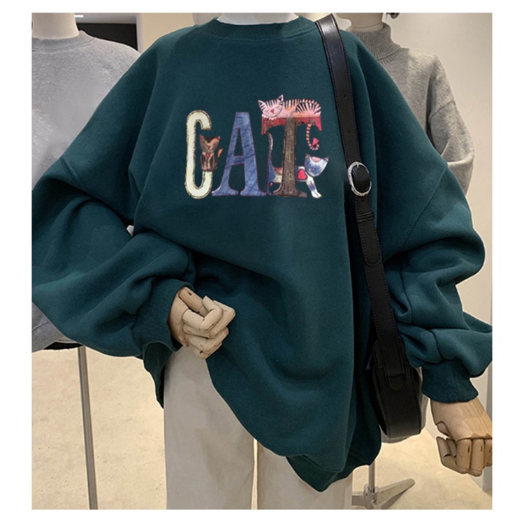 Áo Hoodie Tay Dài Cổ Tròn Dáng Rộng In Họa Tiết Hoạt Hình Thời Trang Thu Đông Cho Nữ 2021 | BigBuy360 - bigbuy360.vn