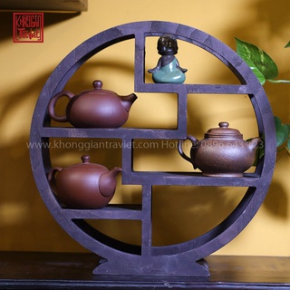 Kệ gỗ mini để bàn dáng tròn