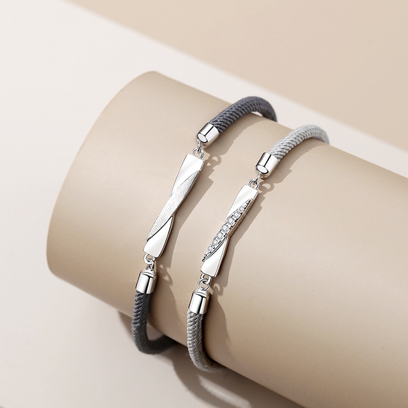 Cặp Vòng Tay Dây Bện Thiết Kế Đơn Giản Thời Trang Cho Cặp Đôi