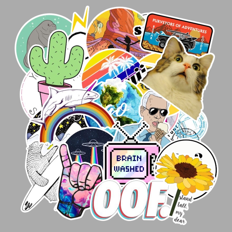 Set 50 / 53 / 103 Miếng Dán Trang Trí Tủ Lạnh / Laptop Chống Thấm Nước