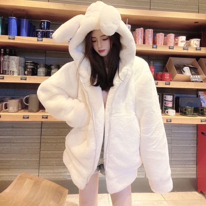 Áo khoác lông tai thỏ rất vui mắt hàng Quảng Châu | BigBuy360 - bigbuy360.vn