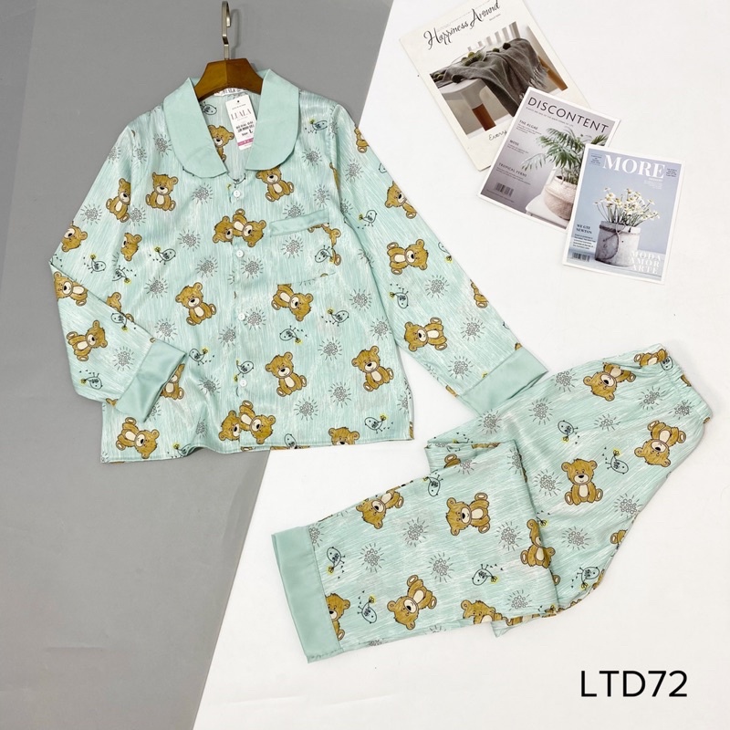 Set pizama tay dài quần dài lụa cao cấp mềm mịn, có size 40- 65kg