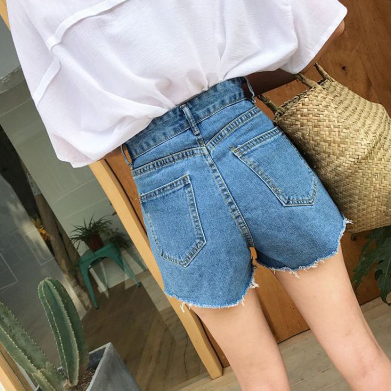 Quần Short Denim nữ ống rộng lưng cao