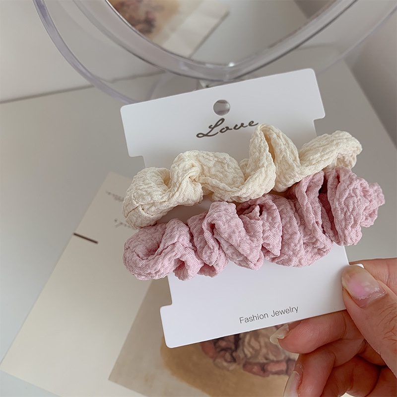 Bộ 2 Dây Buộc Tóc Cao Su Xếp Ly Phong Cách Ins Ngọt Ngào Cho Nữ