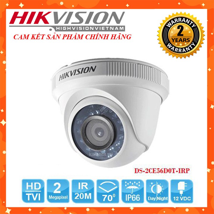 [Mã ELHAMS5 giảm 6% đơn 300K] camera hikvision DS-2CE56D0T-IRP 2.0Megapixel