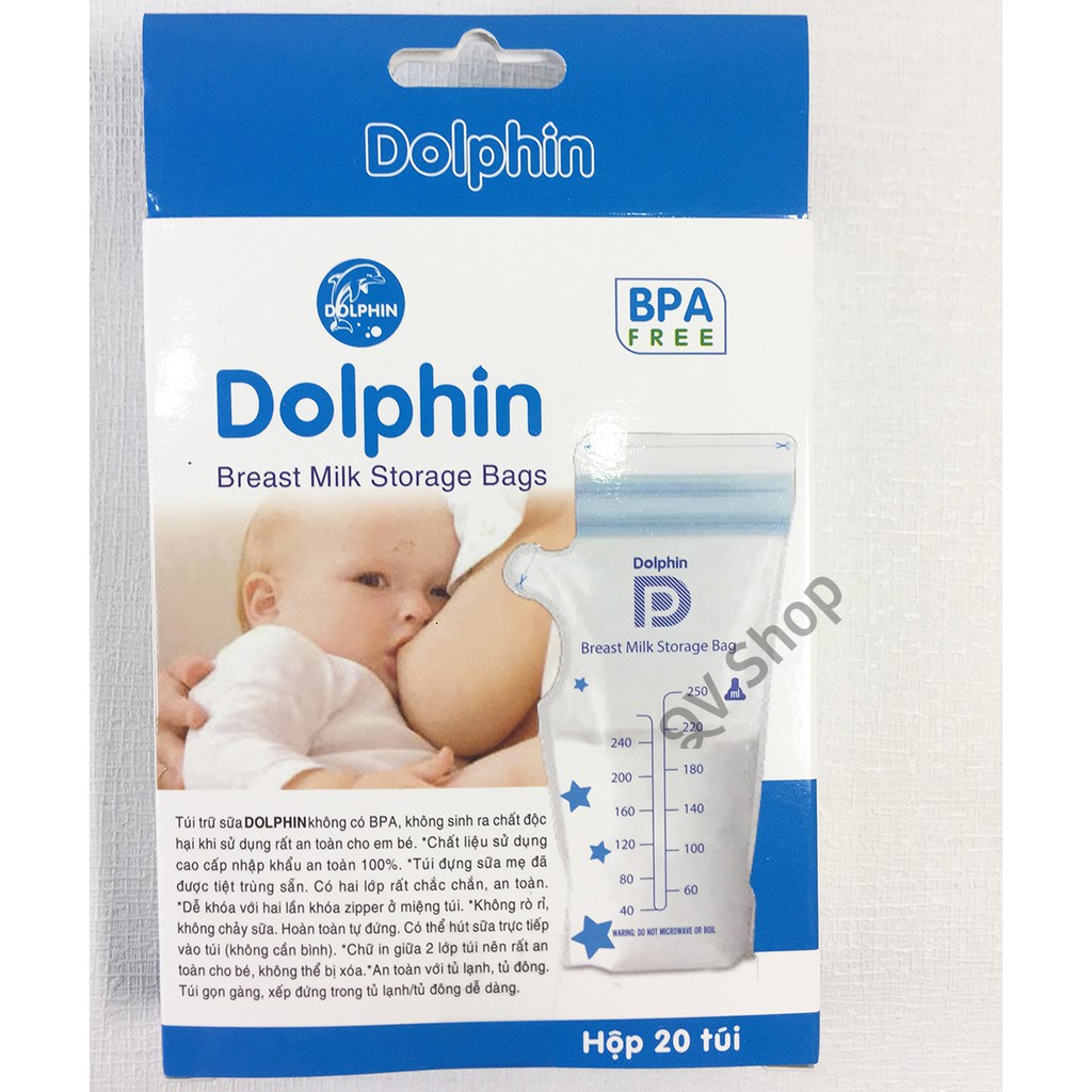 [FreeShip] Túi Trữ Sữa Dolphin Hộp 20 Chiếc