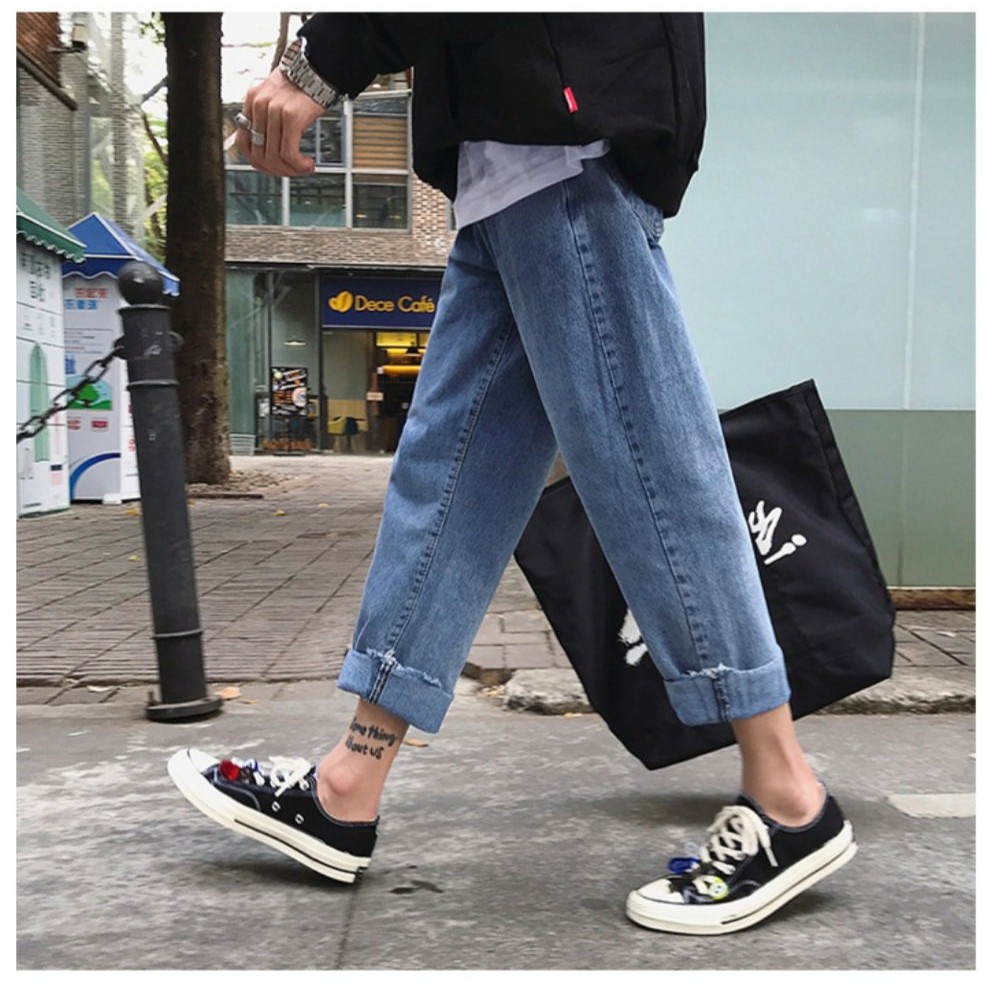 Quần jean nam Đen Xám Trầm Smoke ống suông rộng HELLOYOU, quần bò nam baggy chất jeans cao cấp phong cách Retro 2025 | BigBuy360 - bigbuy360.vn