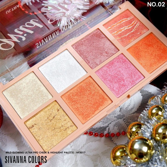 Phấn Má Hồng Và Bắt Sáng Sivanna Colors Wild Glowing Ultra Pro Cheek & Highlight Palette