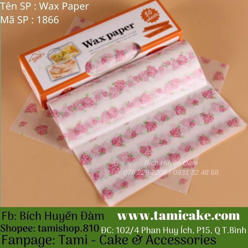 Wax Paper (Cuộn 50 tờ), giấy lót đế bánh kem bento, giấy lót hộp bã mía, giấy lót bánh kem mini