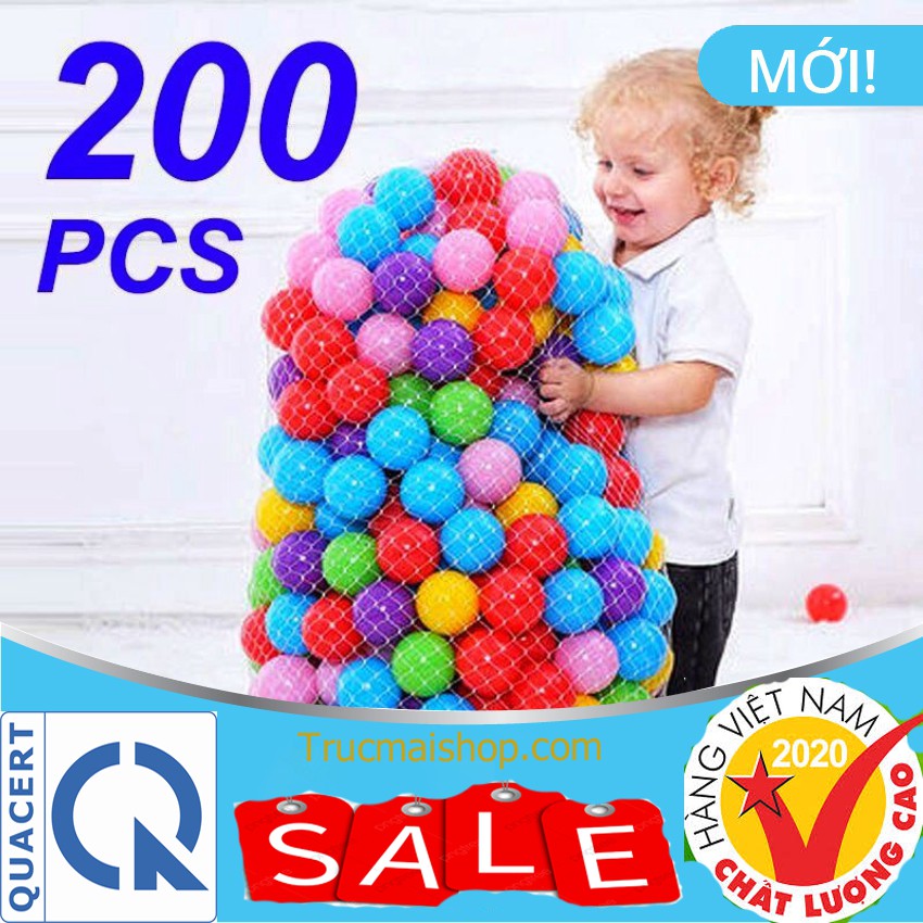 [Tặng Quà] Combo 200 Bóng nhựa mềm banh đồ chơi cho bé Hàng Xuất Khẩu căng hơi không mùi màu đẹp độ bền cao