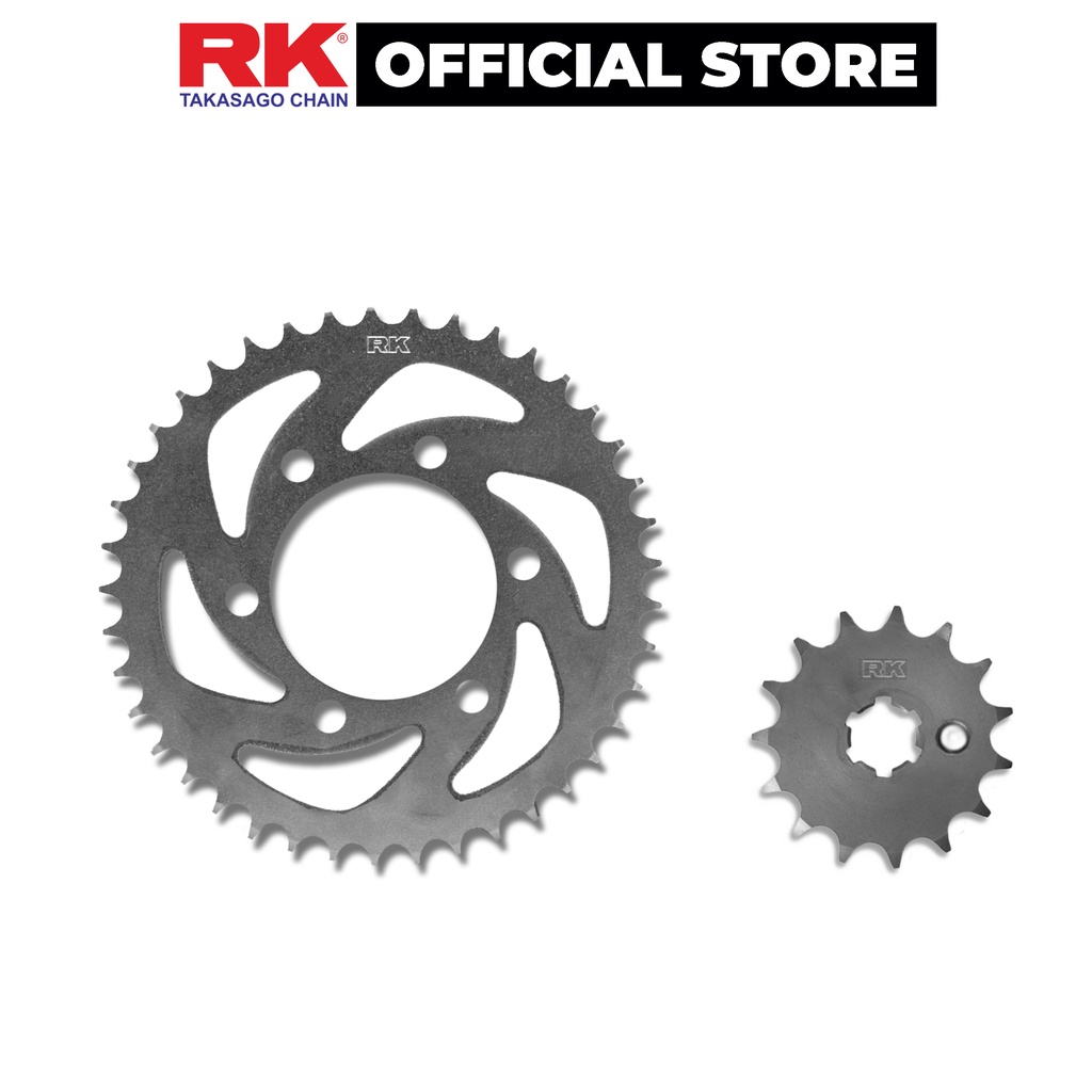 Nhông Dĩa RK Takasago chain cho xe máy Exciter 155 VVA, chất liệu: Thép mạ màu bạc, độ dày Nhông Dĩa: 428