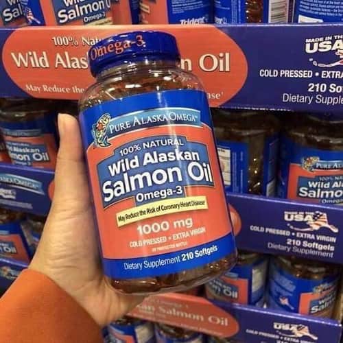 Viên Uống Dầu Cá Hồi Alaska Wild Salmon Oil Omega-3 1000mg 210 viên [Hàng Mỹ hạn dùng 9/2024]
