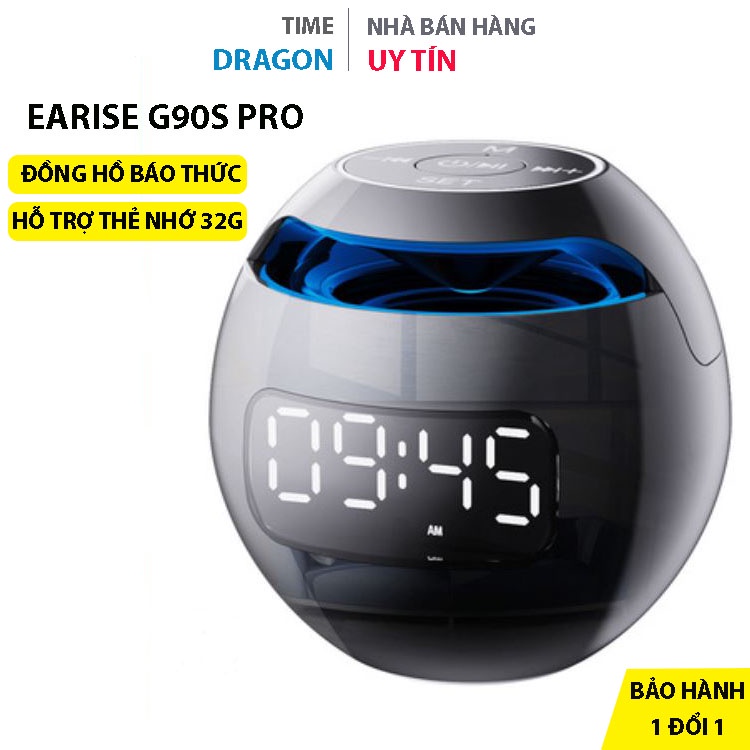 Loa bluetooth đồng hồ hình cầu earise G90 S nghe nhạc không dây kiêm đèn ngủ siêu trầm