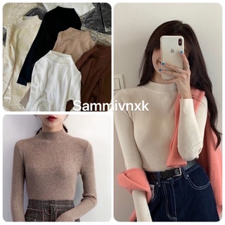 Áo len cổ 3 phân tay dài nữ💋Áo len mút trơn cổ cao 3 phân dáng ôm hàng quảng châu💋freeship