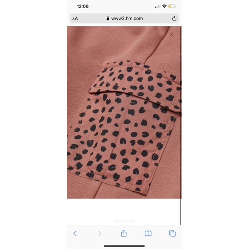 Bộ nỉ da cá hoodie màu cam đất túi hộp Hm cho bé gái