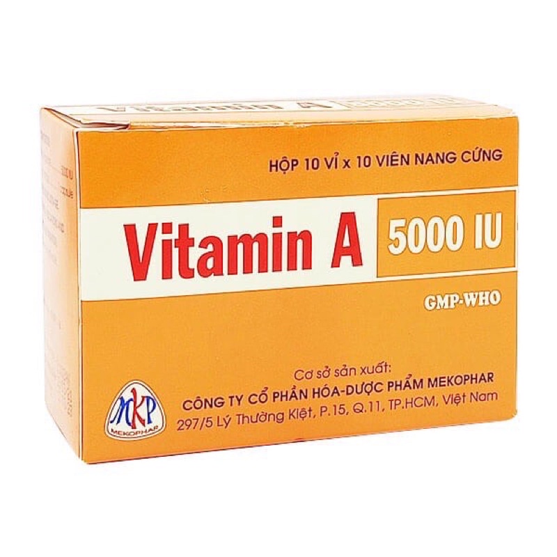 VITAMIN A 5000IU - BỔ SUNG VITAMIN A CHO TRƯỜNG HỢP BỊ THIẾU HỤT - HỘP 100 VIÊN