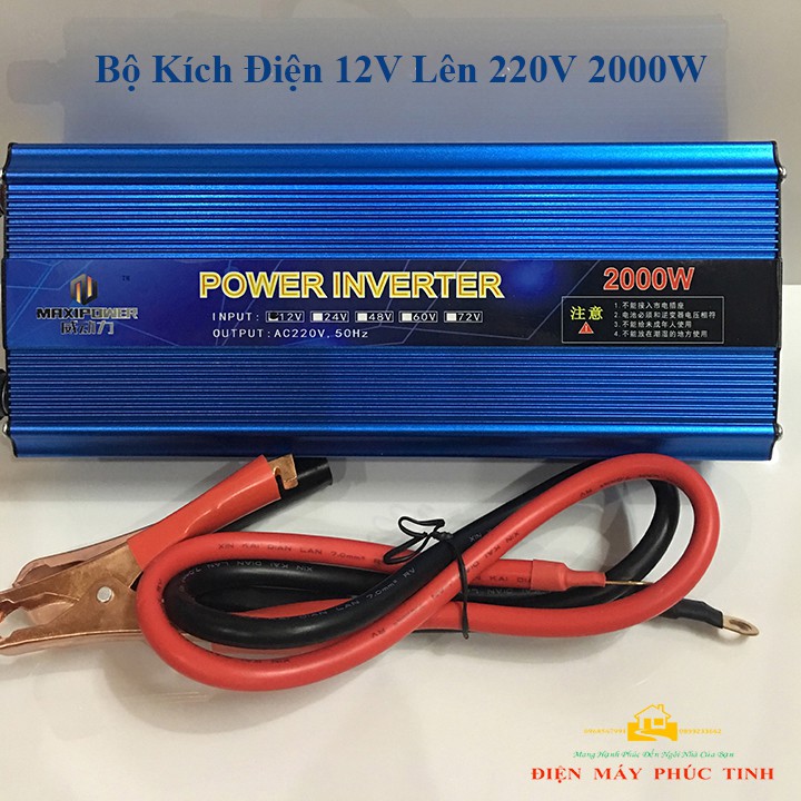 Bộ Đổi Nguồn 12V Lên 220V 2000W