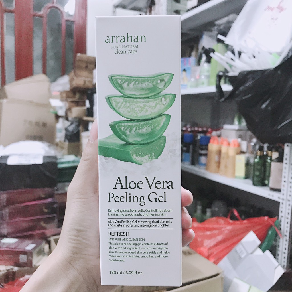 Gel tẩy da chết lô hội, tẩy tế bào chết hương lô hội - Arrahan Aloe Vera Peeling Gel - [Chính Hãng Hàn Quốc] - 180ml