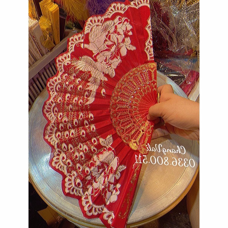 Quạt kim sa trang trí oản tài lộc