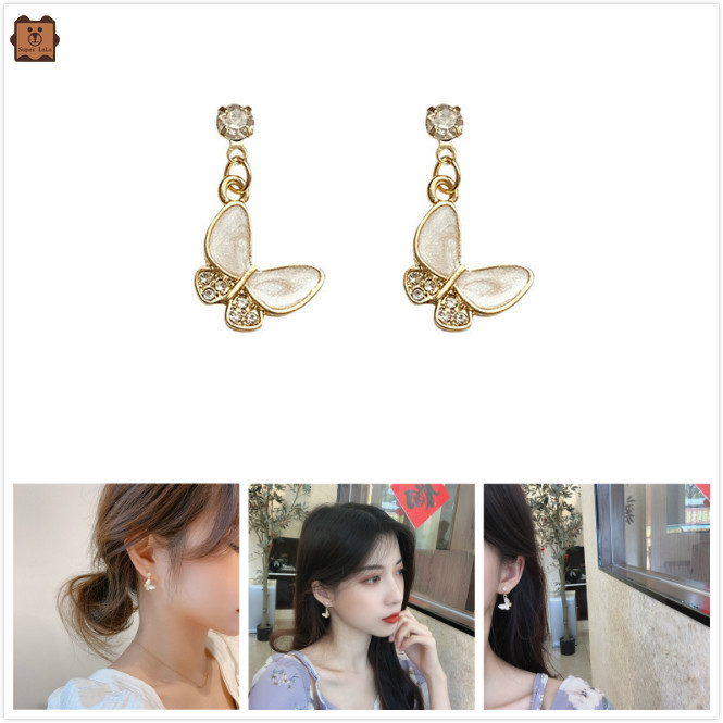 Bông Tai Hình Bướm Trắng Thanh Lịch Cho Nữ