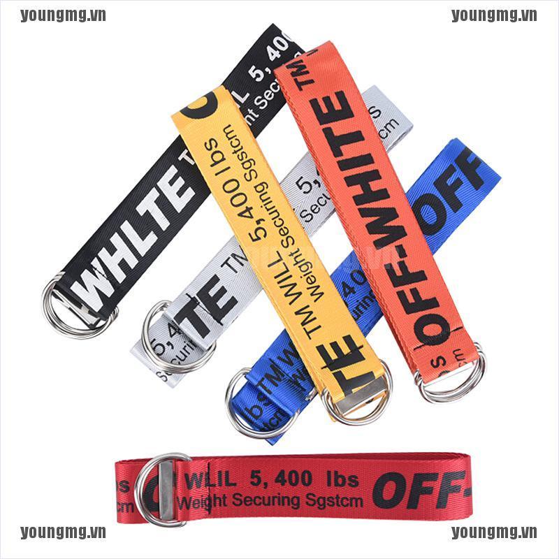 YG OFF-WHITE Thắt Lưng Vải Canvas Thêu Chữ Phong Cách Hip Hop