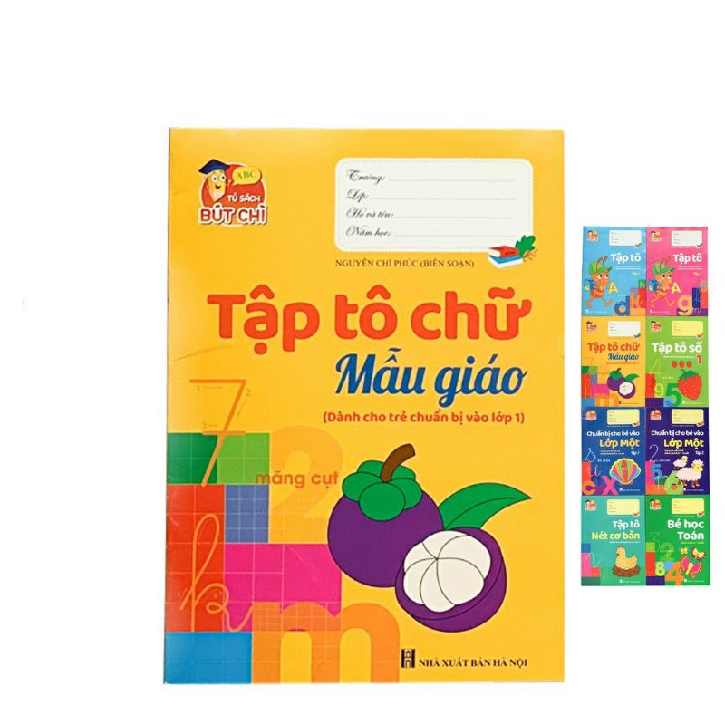 Sách - Bộ hành trang cho bé vào lớp 1 tập tô tập viết chữ, số - 10 quyển kèm bút chì và tẩy