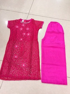 ÁO DÀI REN CHO BÉ + quần phi bóng